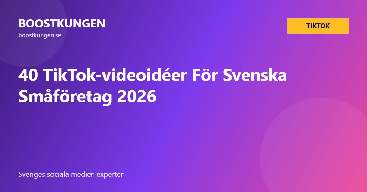 40 TikTok-videoidéer För Svenska Småföretag 2026