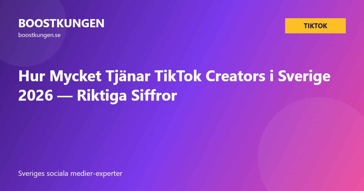 Hur Mycket Tjänar TikTok Creators i Sverige 2026 — Riktiga Siffror