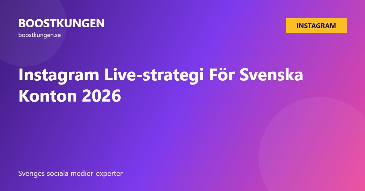 Instagram Live-strategi För Svenska Konton 2026