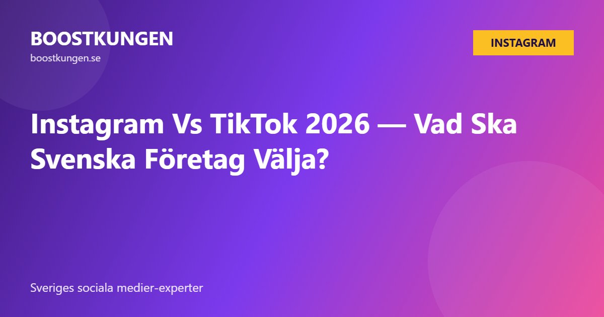 Instagram Vs TikTok 2026 — Vad Ska Svenska Företag Välja?