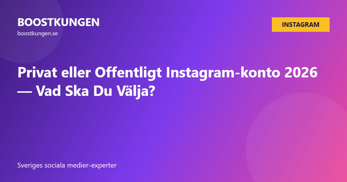 Privat eller Offentligt Instagram-konto 2026 — Vad Ska Du Välja?