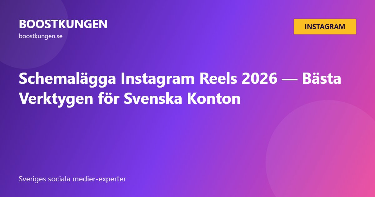 Schemalägga Instagram Reels 2026 — Bästa Verktygen för Svenska Konton