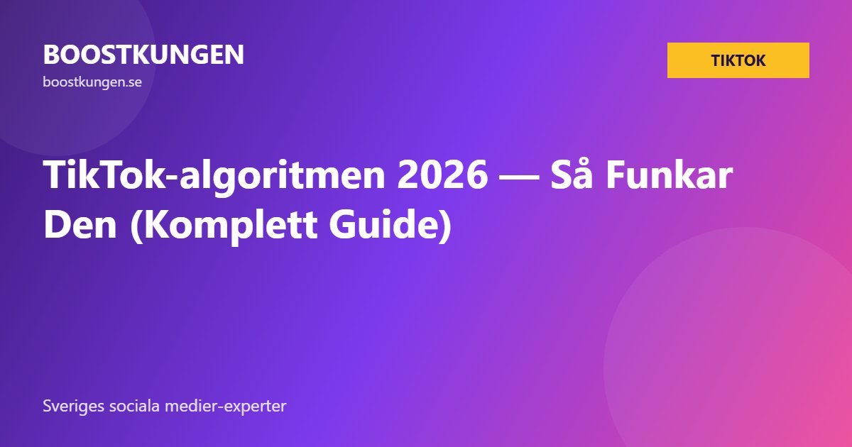 TikTok-algoritmen 2026 — Så Funkar Den (Komplett Guide)