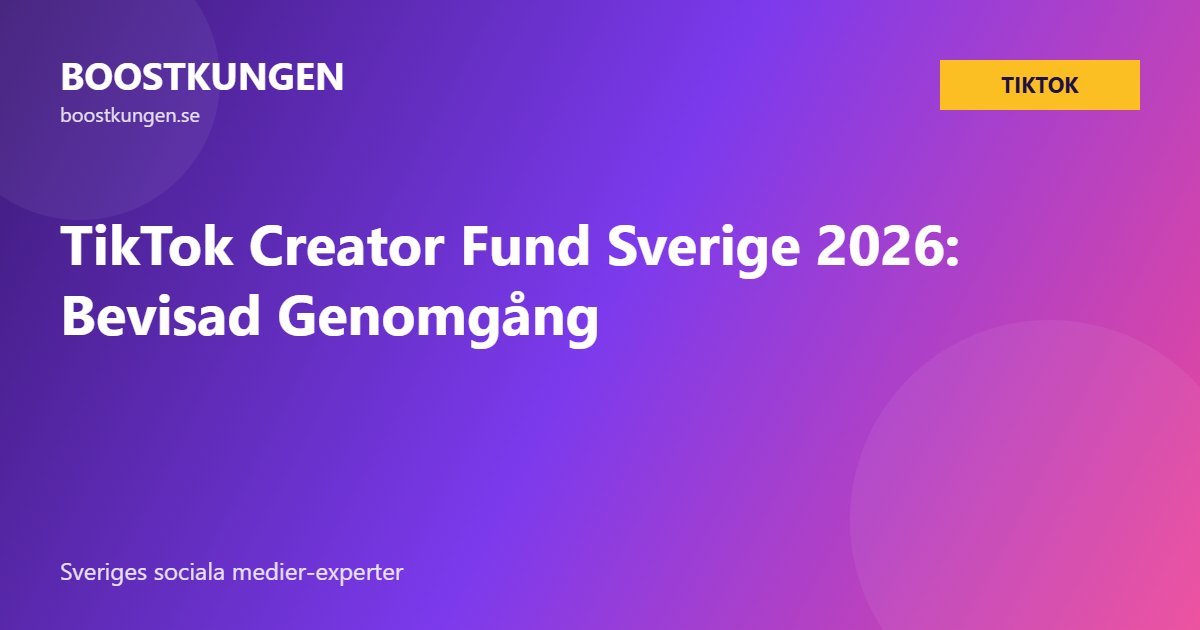 TikTok Creator Fund Sverige 2026: Bevisad Genomgång